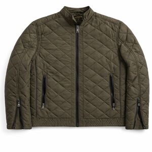 Zara Olive Quilted Men's Puffer Jacket with Zip Pockets size med